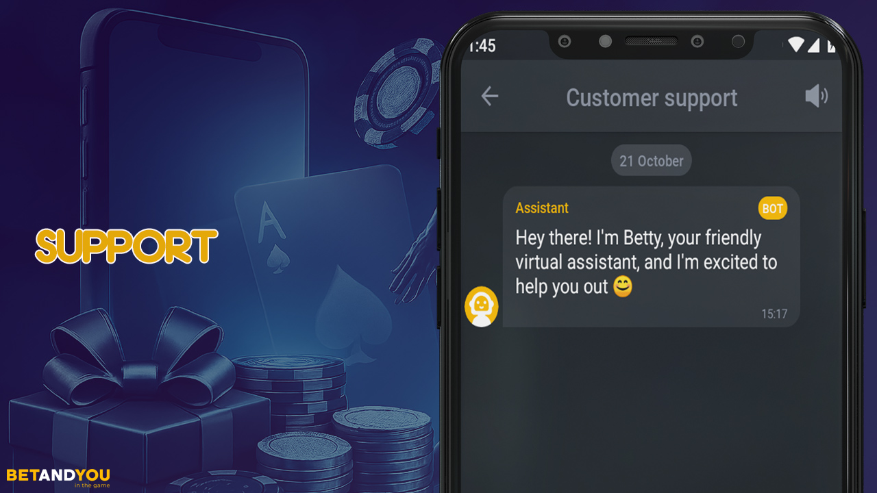BetAndYou customer support is available 24/7.